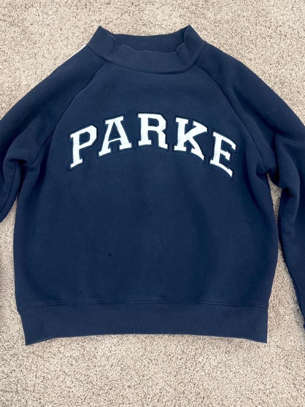 PARKE Sport Stripe Mockneck Sweatshirt Navy S/M